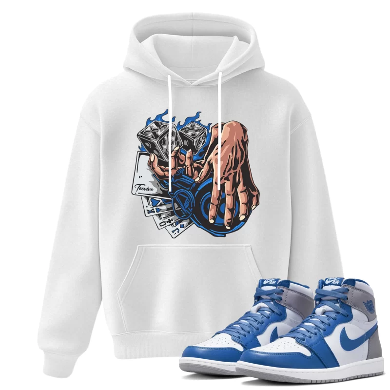 TeeVivo Hoodie Match Air Jordan 1 Retro High OG True Blue Gambling – Air Jordan 1 Hoodie, AJ1 Hoodie