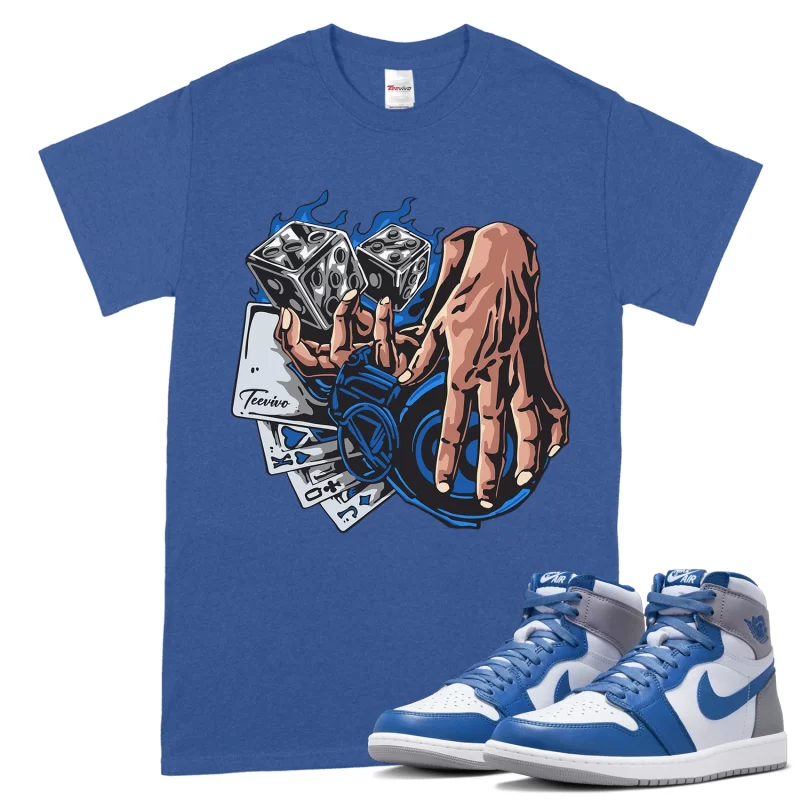 TeeVivo T-Shirt Match Air Jordan 1 Retro High OG True Blue Gambling – Air Jordan 1 Shirt, AJ1 Shirt