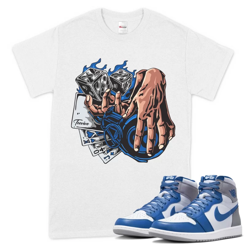 TeeVivo T-Shirt Match Air Jordan 1 Retro High OG True Blue Gambling – Air Jordan 1 Shirt, AJ1 Shirt