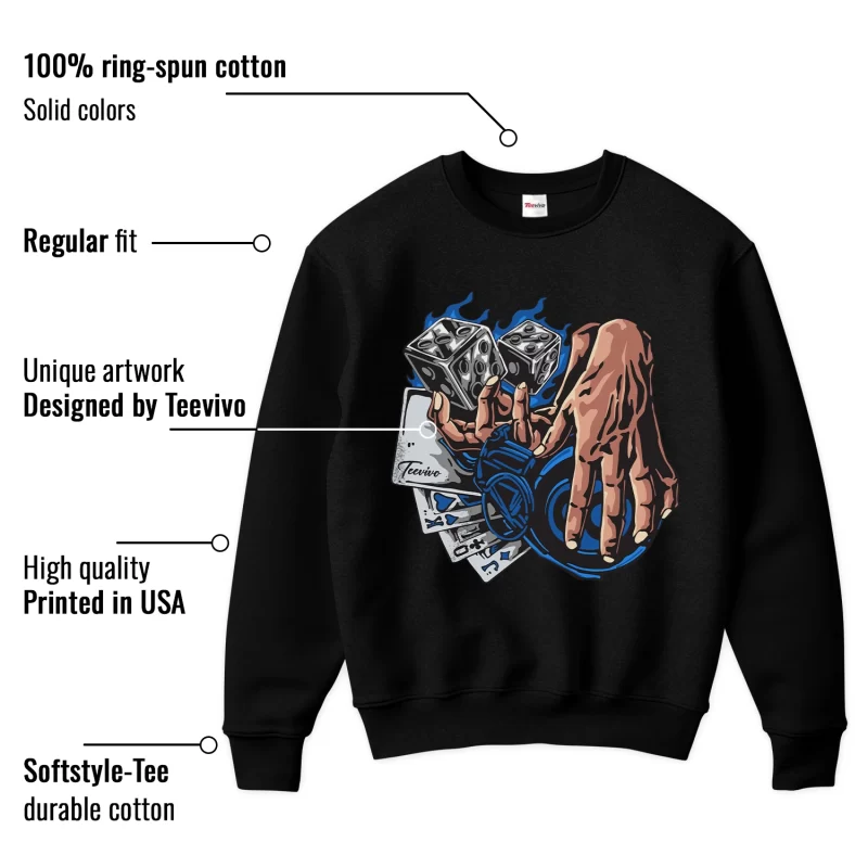 TeeVivo Sweatshirt Match Air Jordan 1 Retro High OG True Blue Gambling – Air Jordan 1 Sweatshirt, AJ1 Sweatshirt