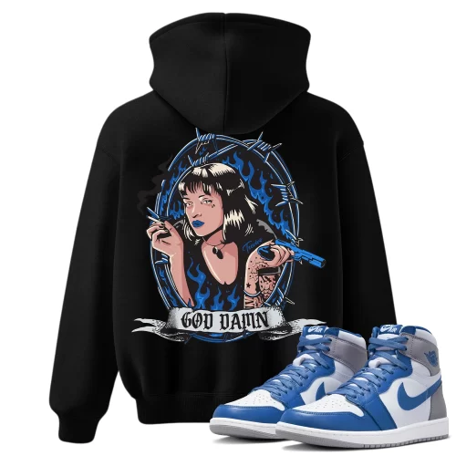 TeeVivo Hoodie Match Air Jordan 1 Retro High OG True Blue God Daaamn – Air Jordan 1 Hoodie, AJ1 Hoodie