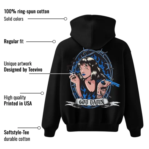 TeeVivo Hoodie Match Air Jordan 1 Retro High OG True Blue God Daaamn – Air Jordan 1 Hoodie, AJ1 Hoodie