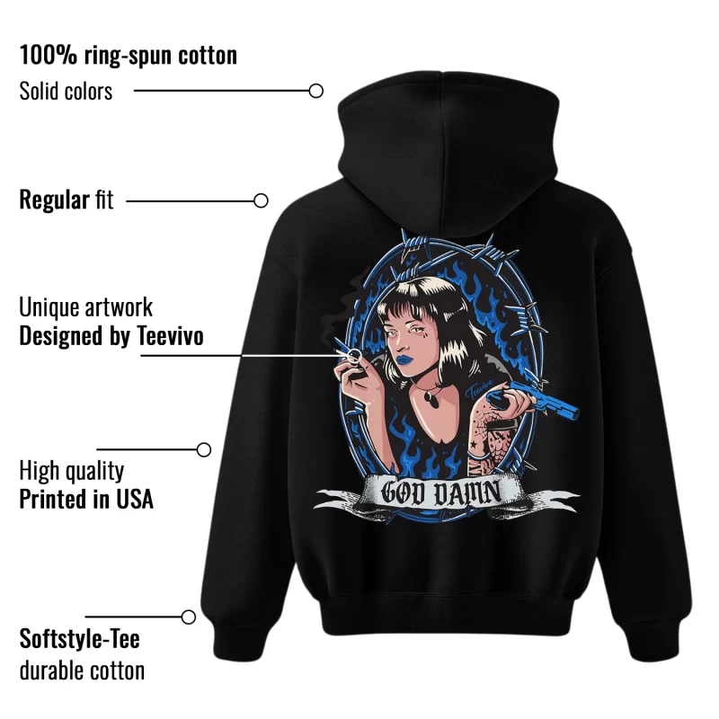 TeeVivo Hoodie Match Air Jordan 1 Retro High OG True Blue God Daaamn – Air Jordan 1 Hoodie, AJ1 Hoodie