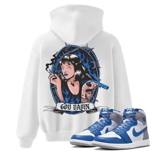 TeeVivo Hoodie Match Air Jordan 1 Retro High OG True Blue God Daaamn – Air Jordan 1 Hoodie, AJ1 Hoodie