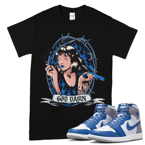 TeeVivo T-Shirt Match Air Jordan 1 Retro High OG True Blue God Daaamn – Air Jordan 1 Shirt, AJ1 Shirt