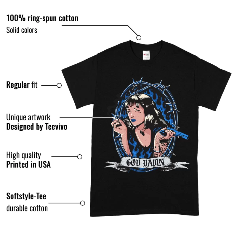 TeeVivo T-Shirt Match Air Jordan 1 Retro High OG True Blue God Daaamn – Air Jordan 1 Shirt, AJ1 Shirt