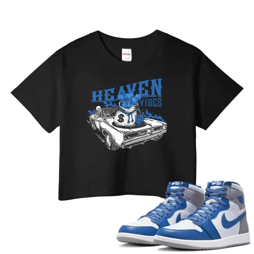TeeVivo Crop Top Match Air Jordan 1 Retro High OG True Blue Heaven vibes – Air Jordan 1 Crop Top, AJ1 Crop Top