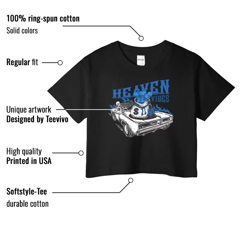 TeeVivo Crop Top Match Air Jordan 1 Retro High OG True Blue Heaven vibes – Air Jordan 1 Crop Top, AJ1 Crop Top