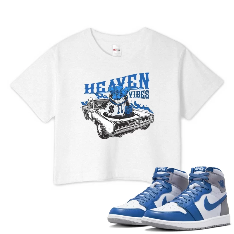 TeeVivo Crop Top Match Air Jordan 1 Retro High OG True Blue Heaven vibes – Air Jordan 1 Crop Top, AJ1 Crop Top