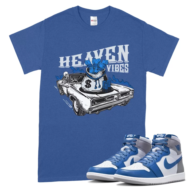 TeeVivo T-Shirt Match Air Jordan 1 Retro High OG True Blue Heaven vibes – Air Jordan 1 Shirt, AJ1 Shirt