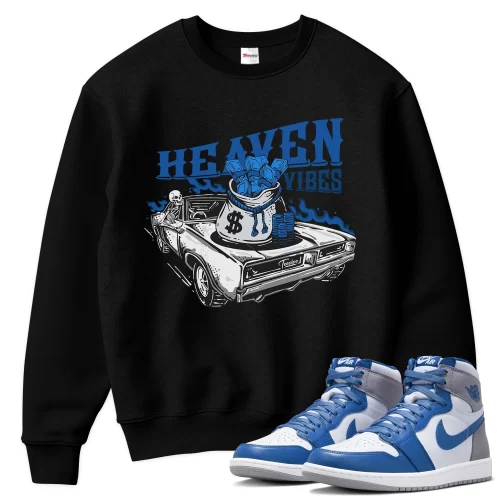 TeeVivo Sweatshirt Match Air Jordan 1 Retro High OG True Blue Heaven vibes – Air Jordan 1 Sweatshirt, AJ1 Sweatshirt