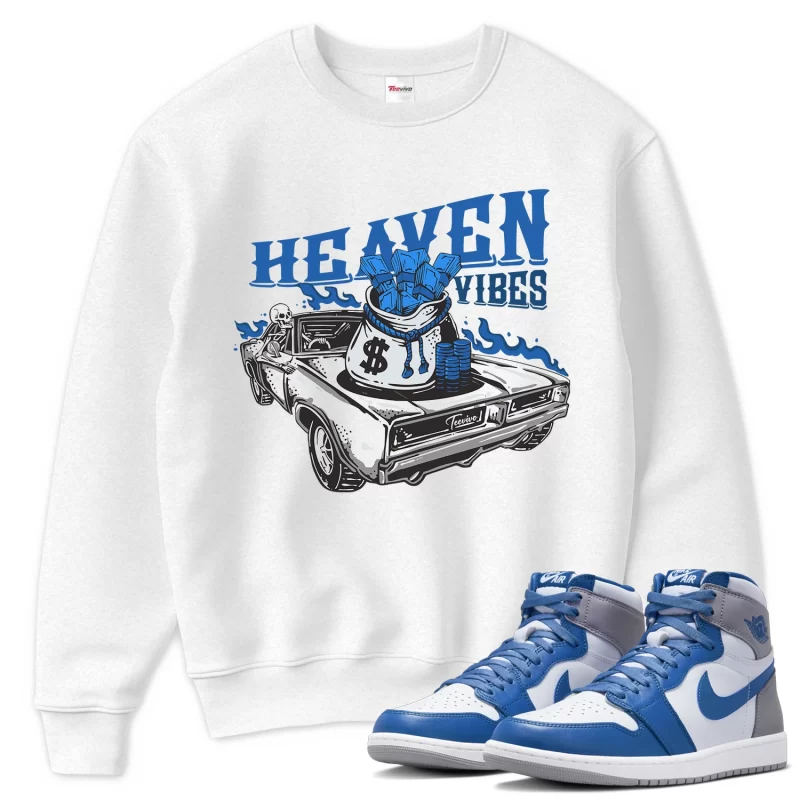 TeeVivo Sweatshirt Match Air Jordan 1 Retro High OG True Blue Heaven vibes – Air Jordan 1 Sweatshirt, AJ1 Sweatshirt