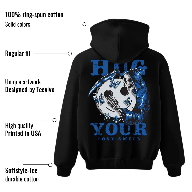 TeeVivo Hoodie Match Air Jordan 1 Retro High OG True Blue Hug your lost smile – Air Jordan 1 Hoodie, AJ1 Hoodie