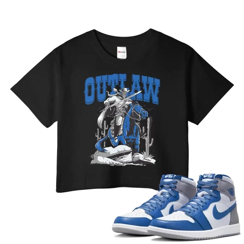 TeeVivo Crop Top Match Air Jordan 1 Retro High OG True Blue Outlaw – Air Jordan 1 Crop Top, AJ1 Crop Top