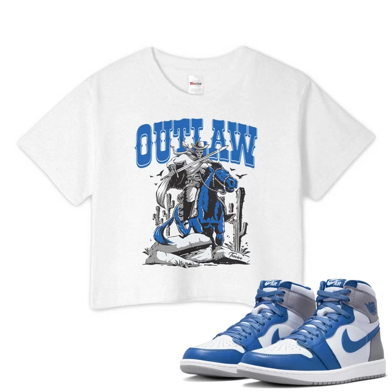 TeeVivo Crop Top Match Air Jordan 1 Retro High OG True Blue Outlaw – Air Jordan 1 Crop Top, AJ1 Crop Top