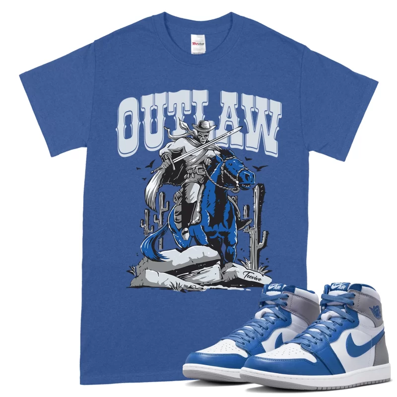 TeeVivo T-Shirt Match Air Jordan 1 Retro High OG True Blue Outlaw – Air Jordan 1 Shirt, AJ1 Shirt