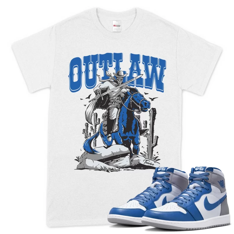TeeVivo T-Shirt Match Air Jordan 1 Retro High OG True Blue Outlaw – Air Jordan 1 Shirt, AJ1 Shirt