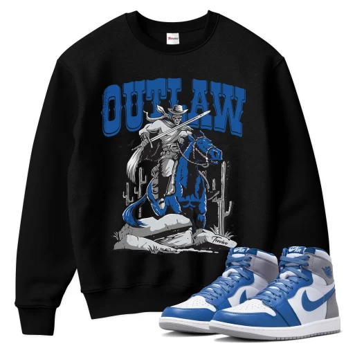 TeeVivo Sweatshirt Match Air Jordan 1 Retro High OG True Blue Outlaw – Air Jordan 1 Sweatshirt, AJ1 Sweatshirt