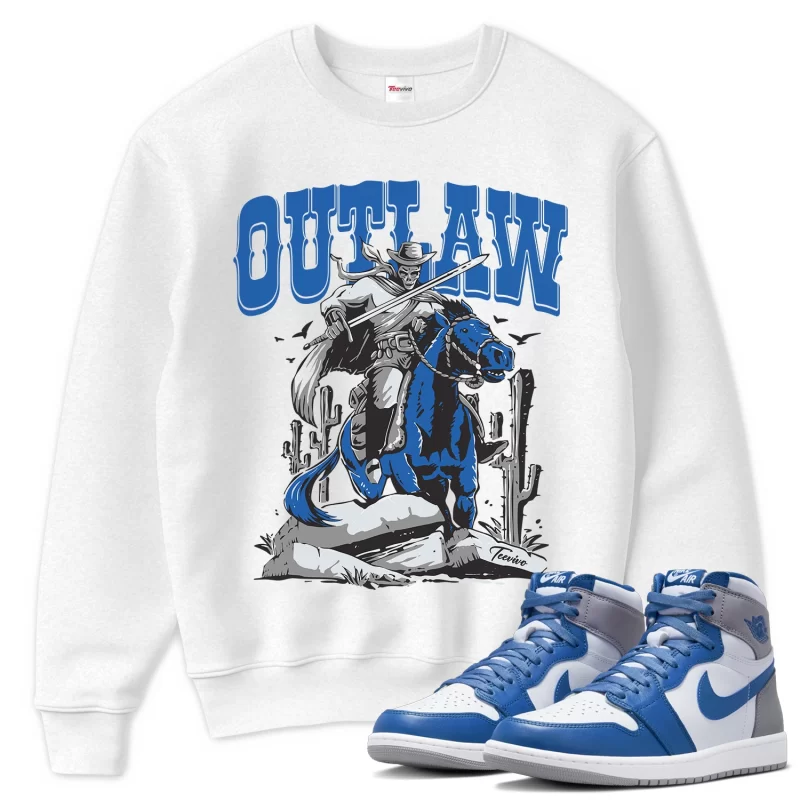 TeeVivo Sweatshirt Match Air Jordan 1 Retro High OG True Blue Outlaw – Air Jordan 1 Sweatshirt, AJ1 Sweatshirt