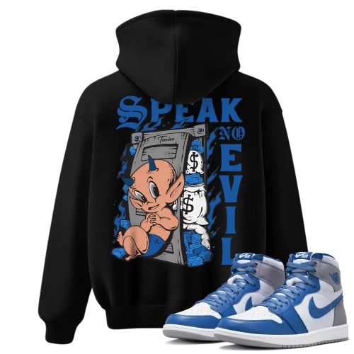 TeeVivo Hoodie Match Air Jordan 1 Retro High OG True Blue Speak no evil – Air Jordan 1 Hoodie, AJ1 Hoodie
