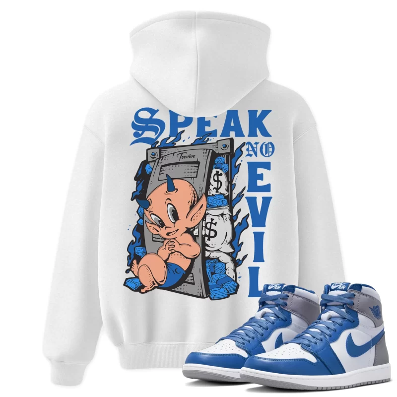 TeeVivo Hoodie Match Air Jordan 1 Retro High OG True Blue Speak no evil – Air Jordan 1 Hoodie, AJ1 Hoodie
