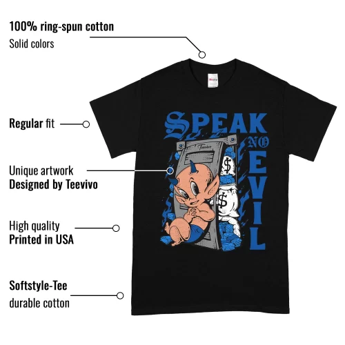 TeeVivo T-Shirt Match Air Jordan 1 Retro High OG True Blue Speak no evil – Air Jordan 1 Shirt, AJ1 Shirt