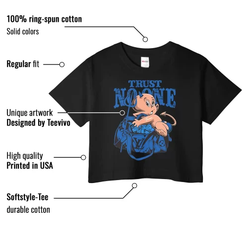 TeeVivo Crop Top Match Air Jordan 1 Retro High OG True Blue Trust no one – Air Jordan 1 Crop Top, AJ1 Crop Top