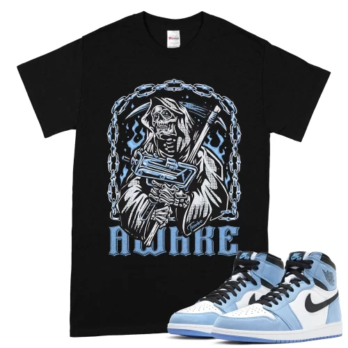 TeeVivo T-Shirt Match Air Jordan 1 Retro High OG University Blue Awake – Air Jordan 1 Shirt, AJ1 Shirt