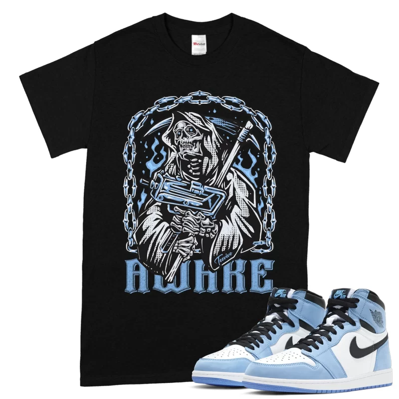 TeeVivo T-Shirt Match Air Jordan 1 Retro High OG University Blue Awake – Air Jordan 1 Shirt, AJ1 Shirt