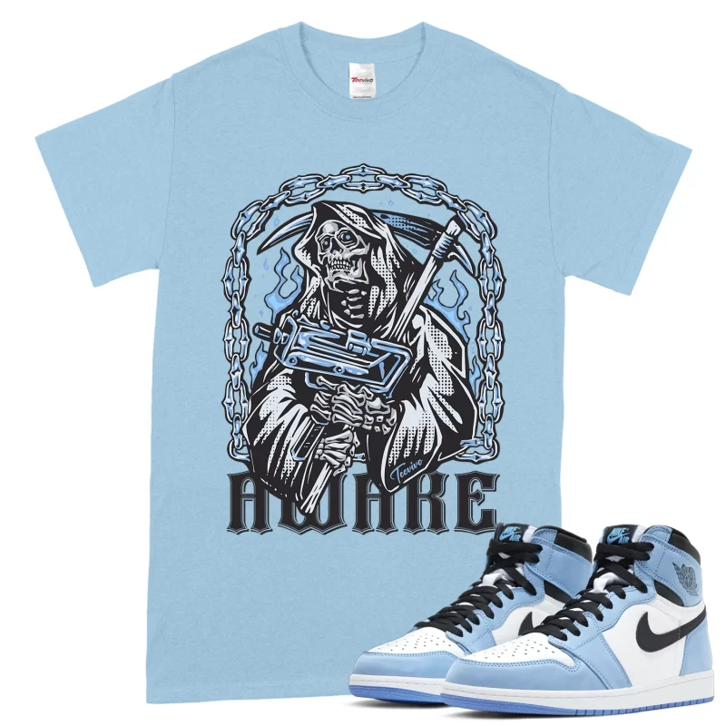 TeeVivo T-Shirt Match Air Jordan 1 Retro High OG University Blue Awake – Air Jordan 1 Shirt, AJ1 Shirt