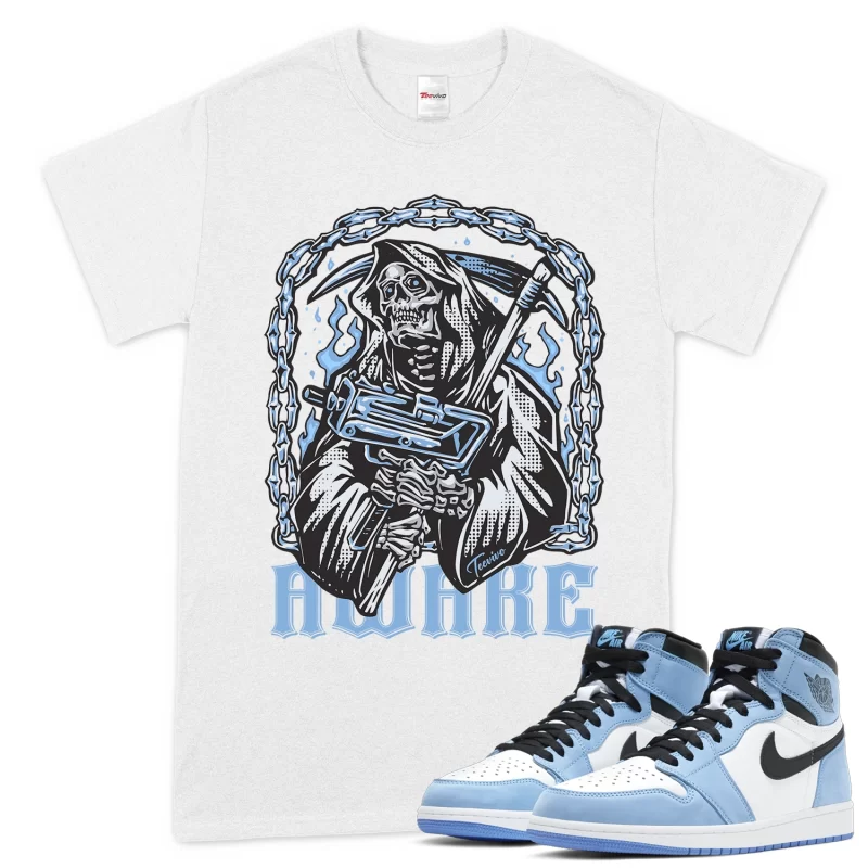 TeeVivo T-Shirt Match Air Jordan 1 Retro High OG University Blue Awake – Air Jordan 1 Shirt, AJ1 Shirt
