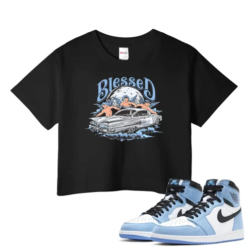 TeeVivo Crop Top Match Air Jordan 1 Retro High OG University Blue Blessed – Air Jordan 1 Crop Top, AJ1 Crop Top