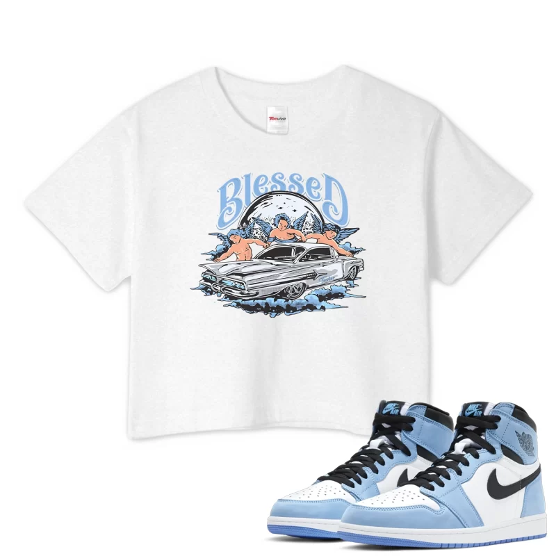 TeeVivo Crop Top Match Air Jordan 1 Retro High OG University Blue Blessed – Air Jordan 1 Crop Top, AJ1 Crop Top