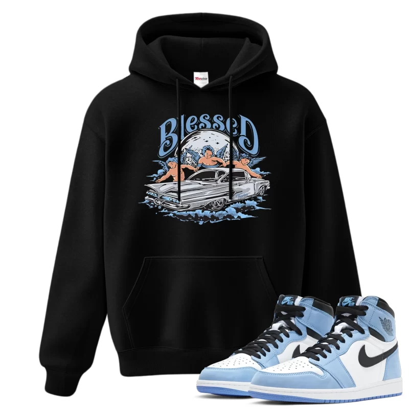TeeVivo Hoodie Match Air Jordan 1 Retro High OG University Blue Blessed – Air Jordan 1 Hoodie, AJ1 Hoodie
