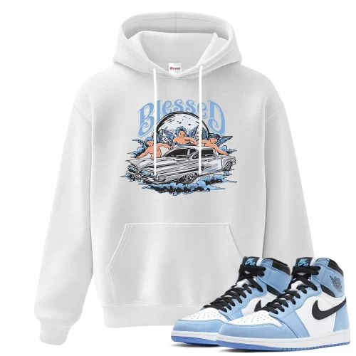 TeeVivo Hoodie Match Air Jordan 1 Retro High OG University Blue Blessed – Air Jordan 1 Hoodie, AJ1 Hoodie