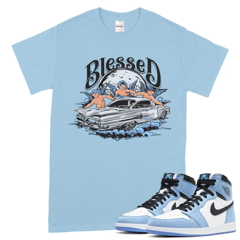 TeeVivo T-Shirt Match Air Jordan 1 Retro High OG University Blue Blessed – Air Jordan 1 Shirt, AJ1 Shirt