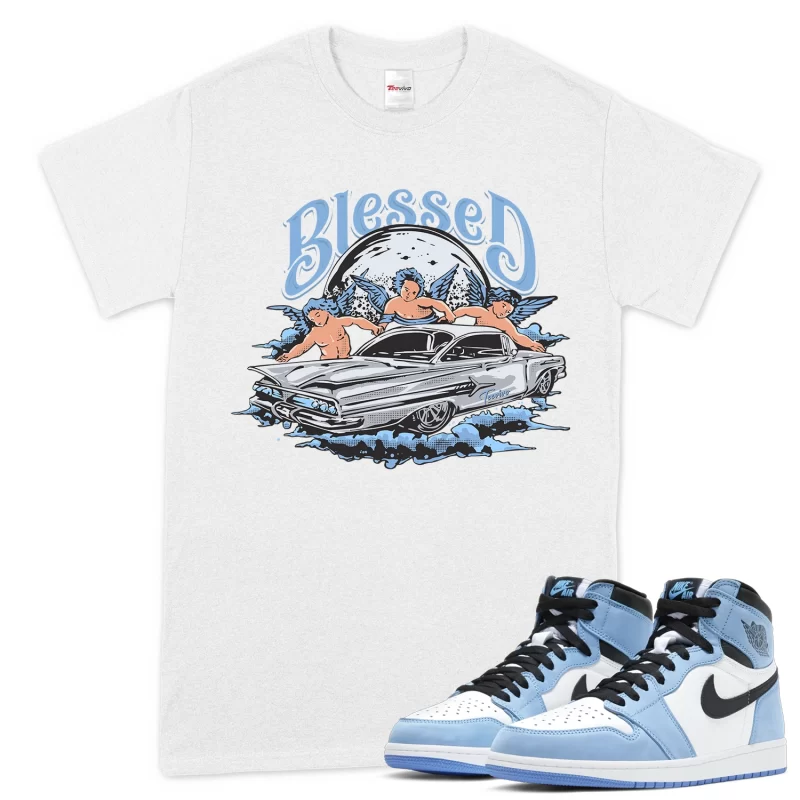 TeeVivo T-Shirt Match Air Jordan 1 Retro High OG University Blue Blessed – Air Jordan 1 Shirt, AJ1 Shirt