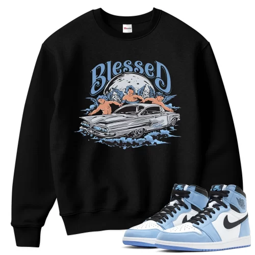 TeeVivo Sweatshirt Match Air Jordan 1 Retro High OG University Blue Blessed – Air Jordan 1 Sweatshirt, AJ1 Sweatshirt
