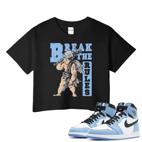 TeeVivo Crop Top Match Air Jordan 1 Retro High OG University Blue Break the rules – Air Jordan 1 Crop Top, AJ1 Crop Top