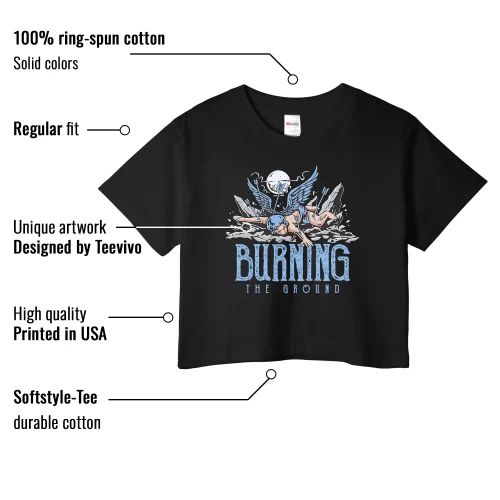 TeeVivo Crop Top Match Air Jordan 1 Retro High OG University Blue Burning the ground – Air Jordan 1 Crop Top, AJ1 Crop Top