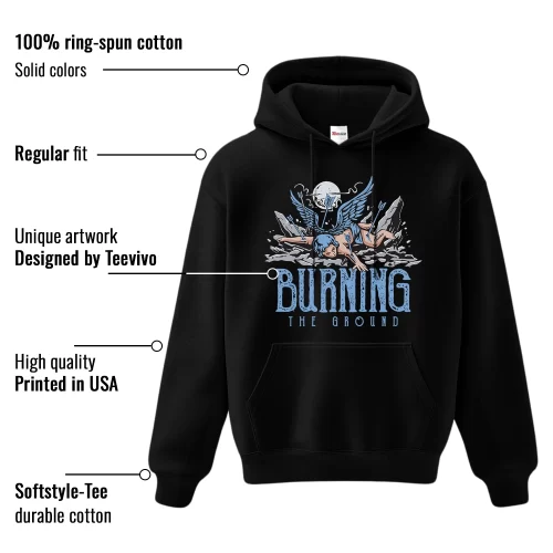 TeeVivo Hoodie Match Air Jordan 1 Retro High OG University Blue Burning the ground – Air Jordan 1 Hoodie, AJ1 Hoodie