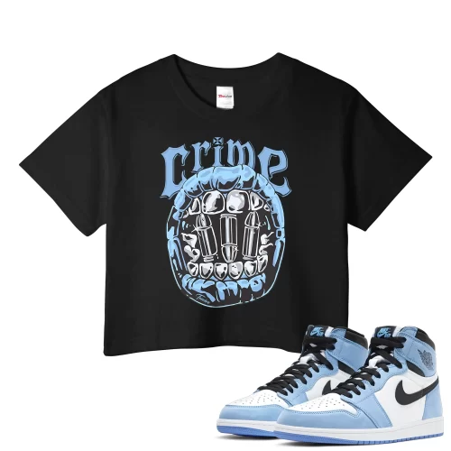 TeeVivo Crop Top Match Air Jordan 1 Retro High OG University Blue Crime – Air Jordan 1 Crop Top, AJ1 Crop Top