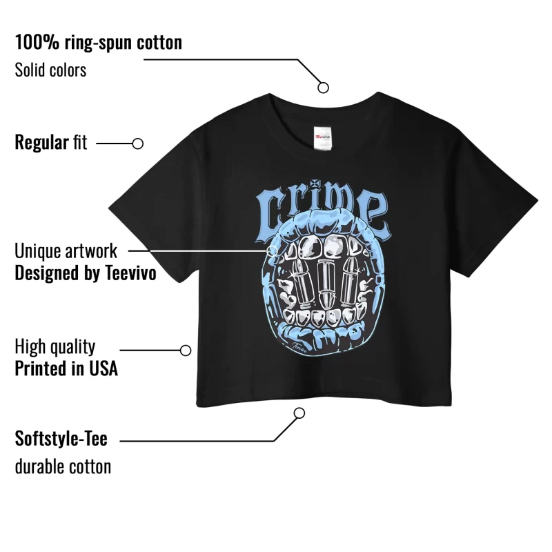 TeeVivo Crop Top Match Air Jordan 1 Retro High OG University Blue Crime – Air Jordan 1 Crop Top, AJ1 Crop Top