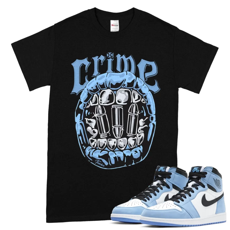 TeeVivo T-Shirt Match Air Jordan 1 Retro High OG University Blue Crime – Air Jordan 1 Shirt, AJ1 Shirt