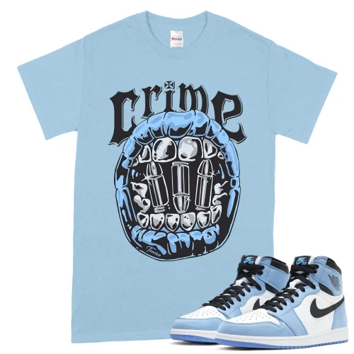 TeeVivo T-Shirt Match Air Jordan 1 Retro High OG University Blue Crime – Air Jordan 1 Shirt, AJ1 Shirt