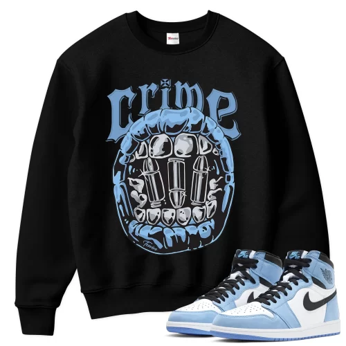 TeeVivo Sweatshirt Match Air Jordan 1 Retro High OG University Blue Crime – Air Jordan 1 Sweatshirt, AJ1 Sweatshirt