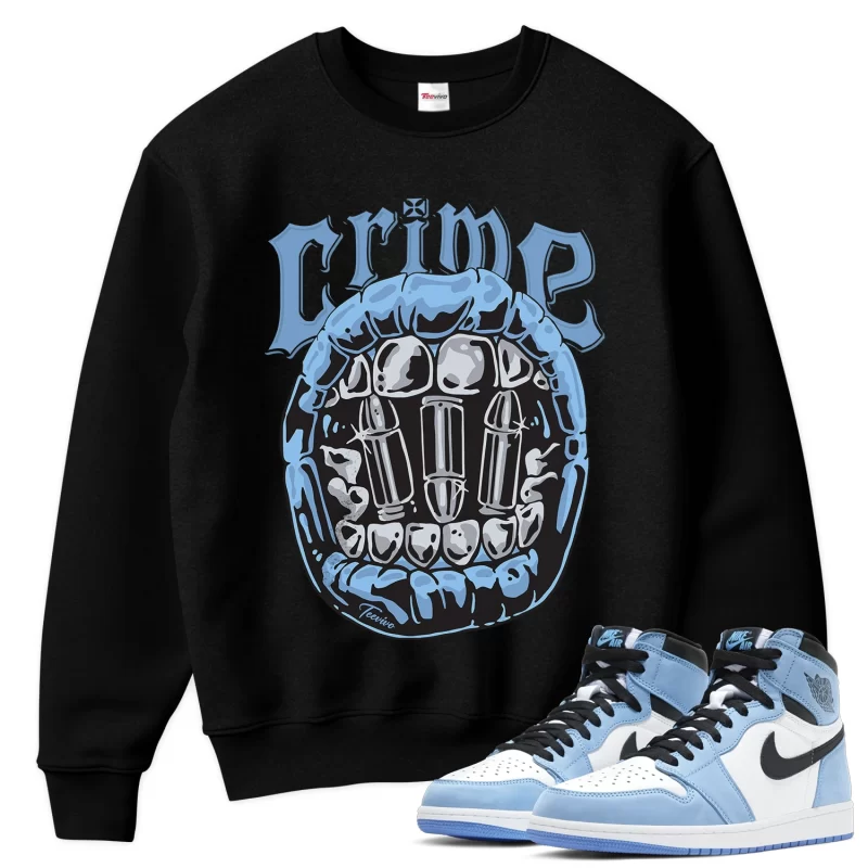 TeeVivo Sweatshirt Match Air Jordan 1 Retro High OG University Blue Crime – Air Jordan 1 Sweatshirt, AJ1 Sweatshirt