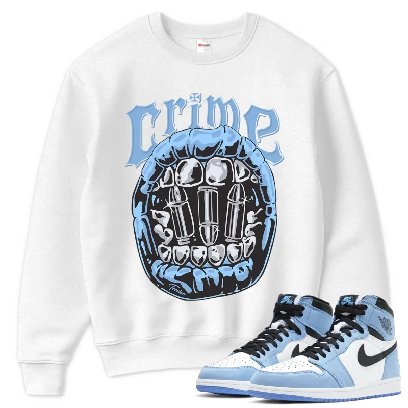 TeeVivo Sweatshirt Match Air Jordan 1 Retro High OG University Blue Crime – Air Jordan 1 Sweatshirt, AJ1 Sweatshirt