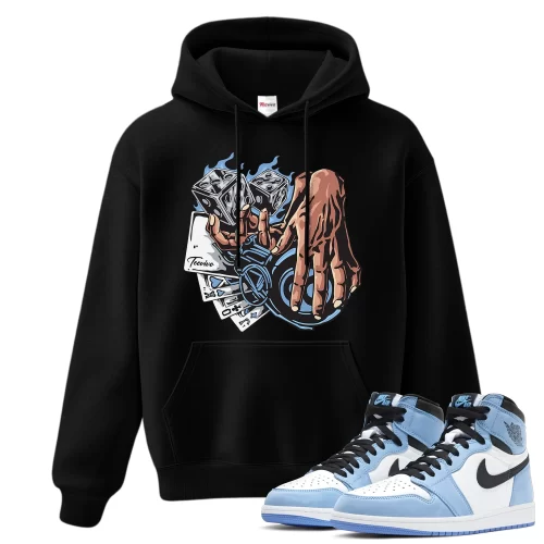 TeeVivo Hoodie Match Air Jordan 1 Retro High OG University Blue Gambling – Air Jordan 1 Hoodie, AJ1 Hoodie