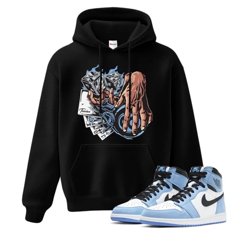 TeeVivo Hoodie Match Air Jordan 1 Retro High OG University Blue Gambling – Air Jordan 1 Hoodie, AJ1 Hoodie